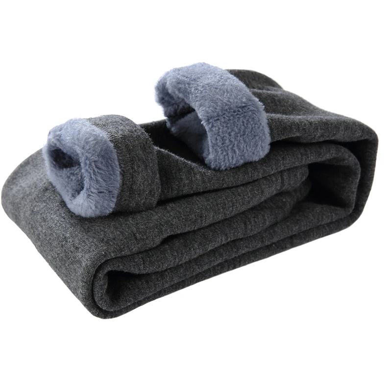 Dark Gray Однотонные узкие флисовые теплые штаны для девочек, плотные леггинсы для девочек, леггинсы для маленьких девочек, зимние спортивные повседневные штаны - Цвет: Dark Gray