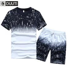 Комплект из 2 предметов, комплект для бега, мужская рубашка для фитнеса, Спортивная рубашка, мужская хлопковая Спортивная футболка для тренировок, спортивная одежда для бега, костюм D30