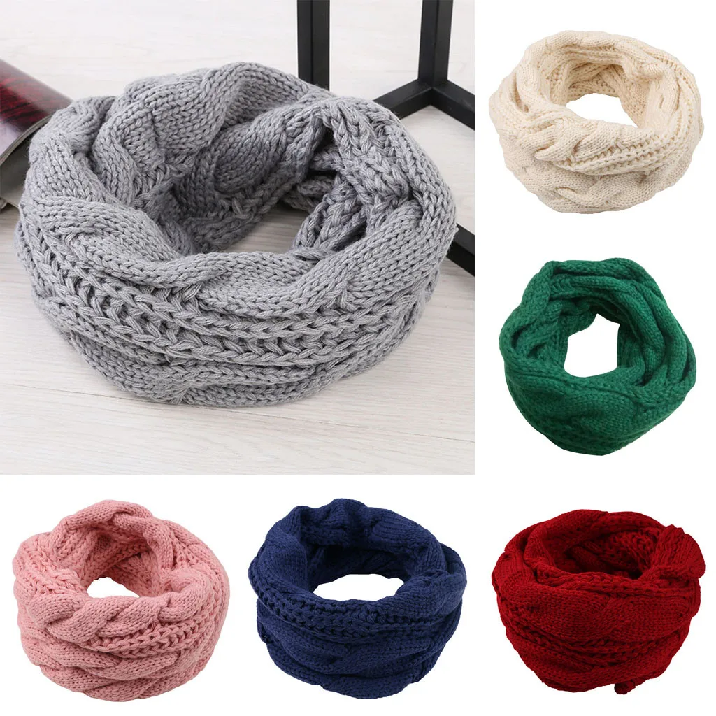 

Winter Scarf Women Knitting Twist O Ring Scarves Thicken Warmer Snood Scarfs Ladies Neck Circle echarpe hiver femme Accesorios