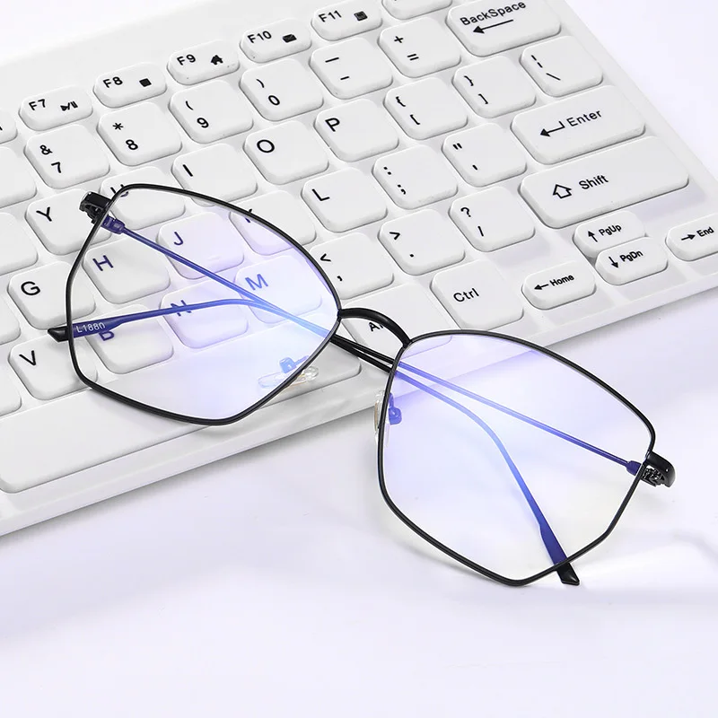 

Polygon Blue Ray Blocking Glasses Computer Goggle Anti blue Light Hexagon Metal Spectacle Butterfly Ultralight Protect Eyewear