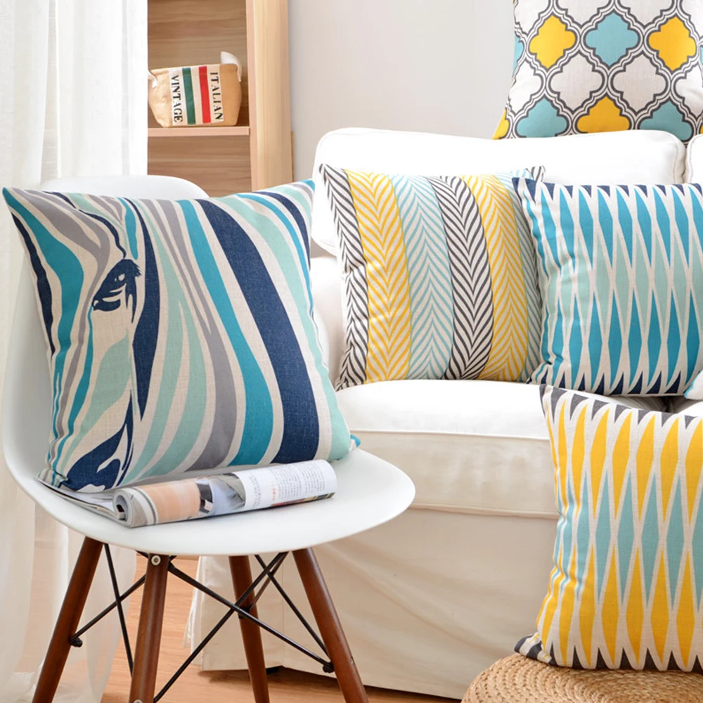 

Animals Zebra Color Geometric Pillow Cover Case Cotton Linen Cushion Cover For Sofa Home Decoration NEW