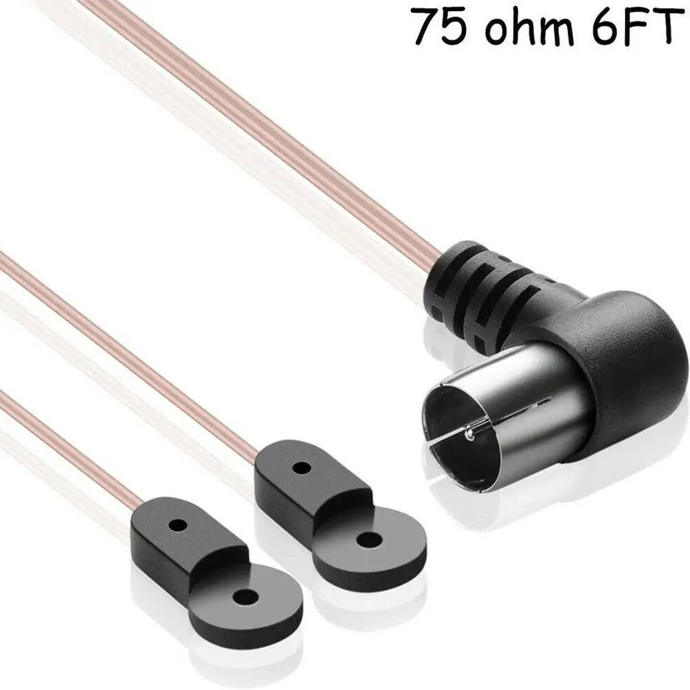 FM Radio Antenna 75 OFM Dipole Indoor T Antennas Copper HD Aerial Receiver Male Type F Connector For FM Radio Stations Indoor