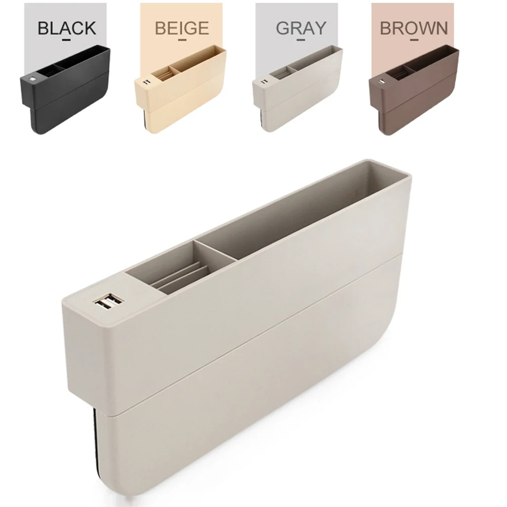 

Dual USB Multifunctional Storage Box Car Organizer Car Voltage Display With Cigarette Lighter Plug