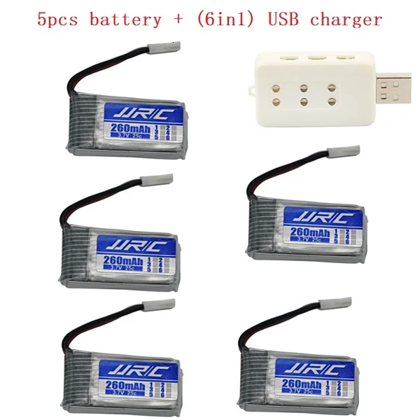 JJRC H8 мини аккумулятор 3,7 в 260 мАч Lipo аккумулятор и(6в1) зарядное устройство для H8 JJRC H8 H8Mini RC Квадрокоптер Дрон часть - Цвет: Фиолетовый