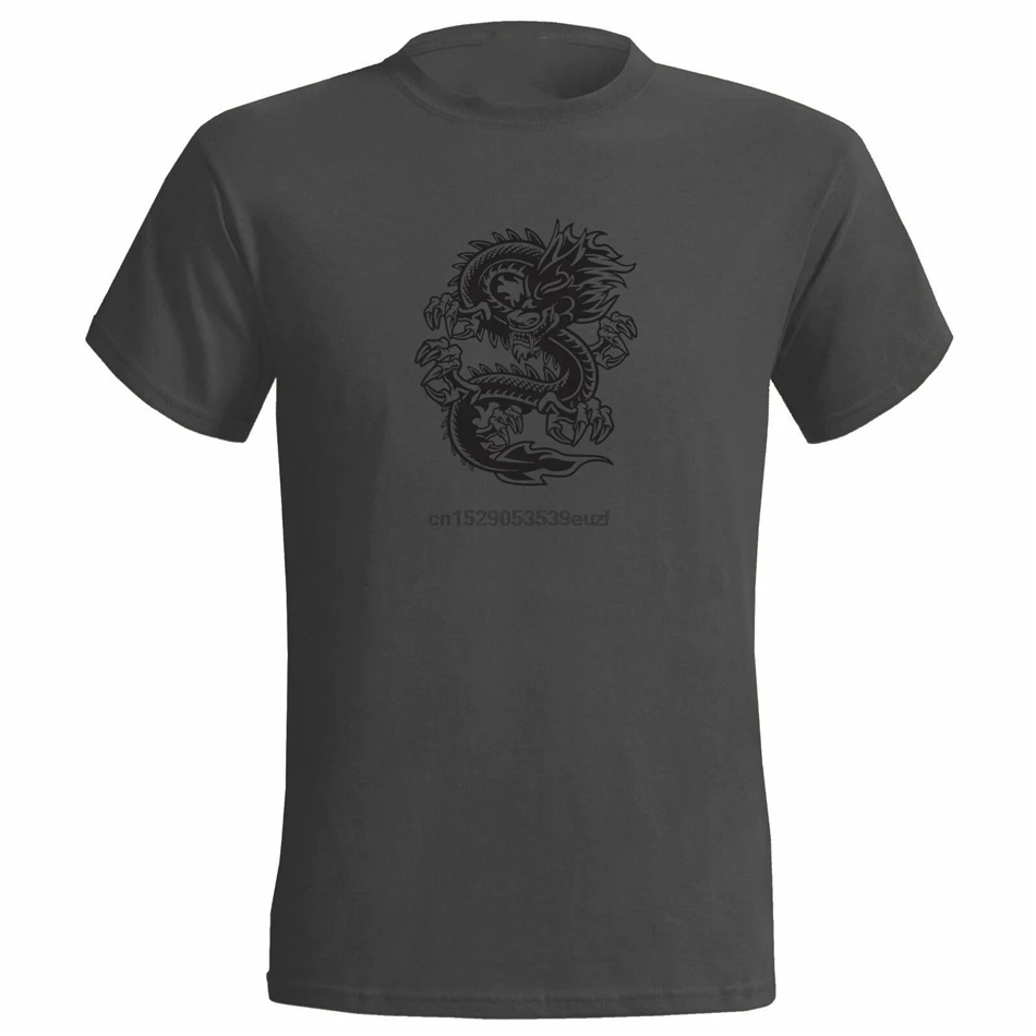 Black Dragon Tattoo Design Mens T Shirt Japanese Chinese Tattoos Eastern Art Cool Casual Tee | Мужская одежда