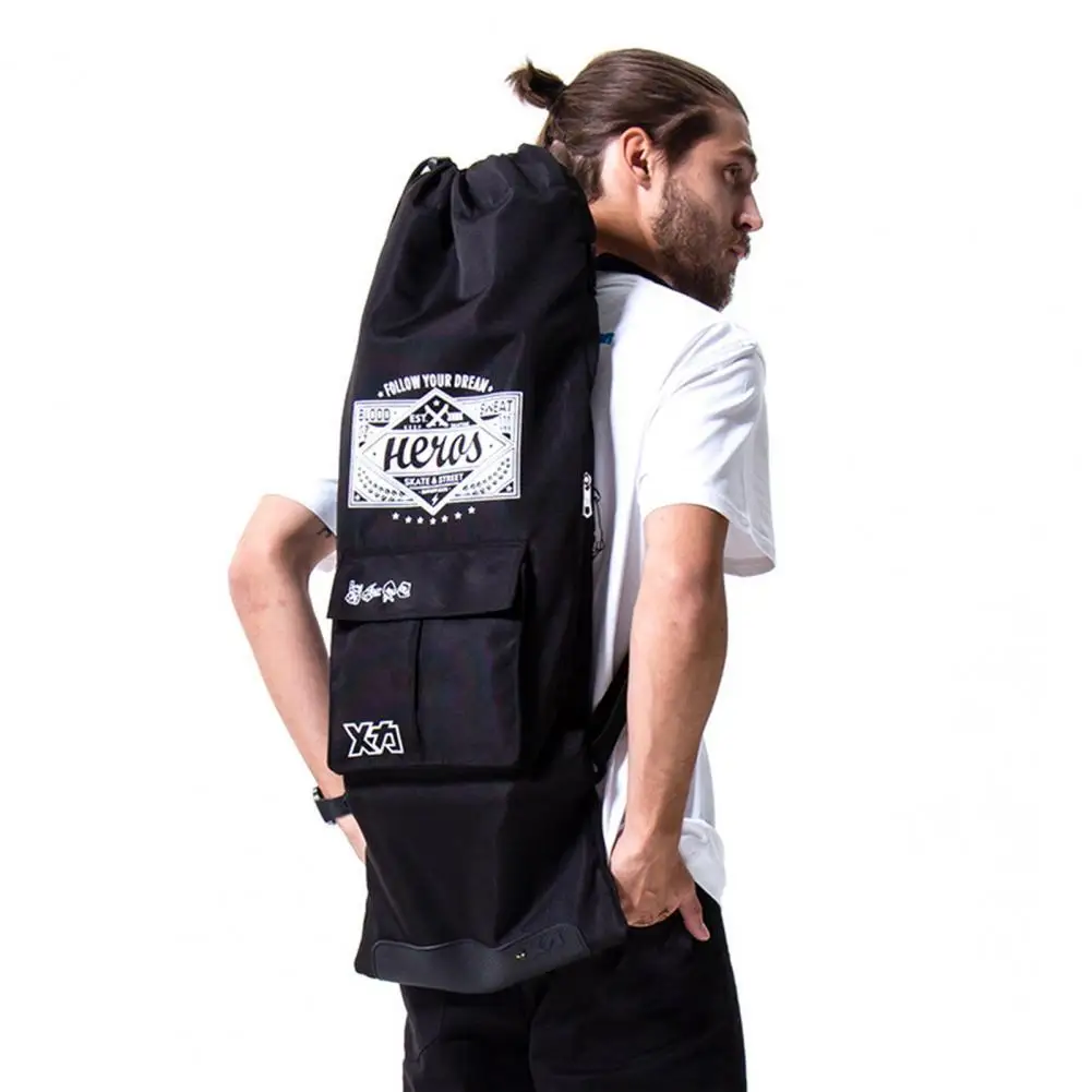 Waterproof Skateboard Bag Adjustable Black Oxford Cloth Backpack Accessories 
