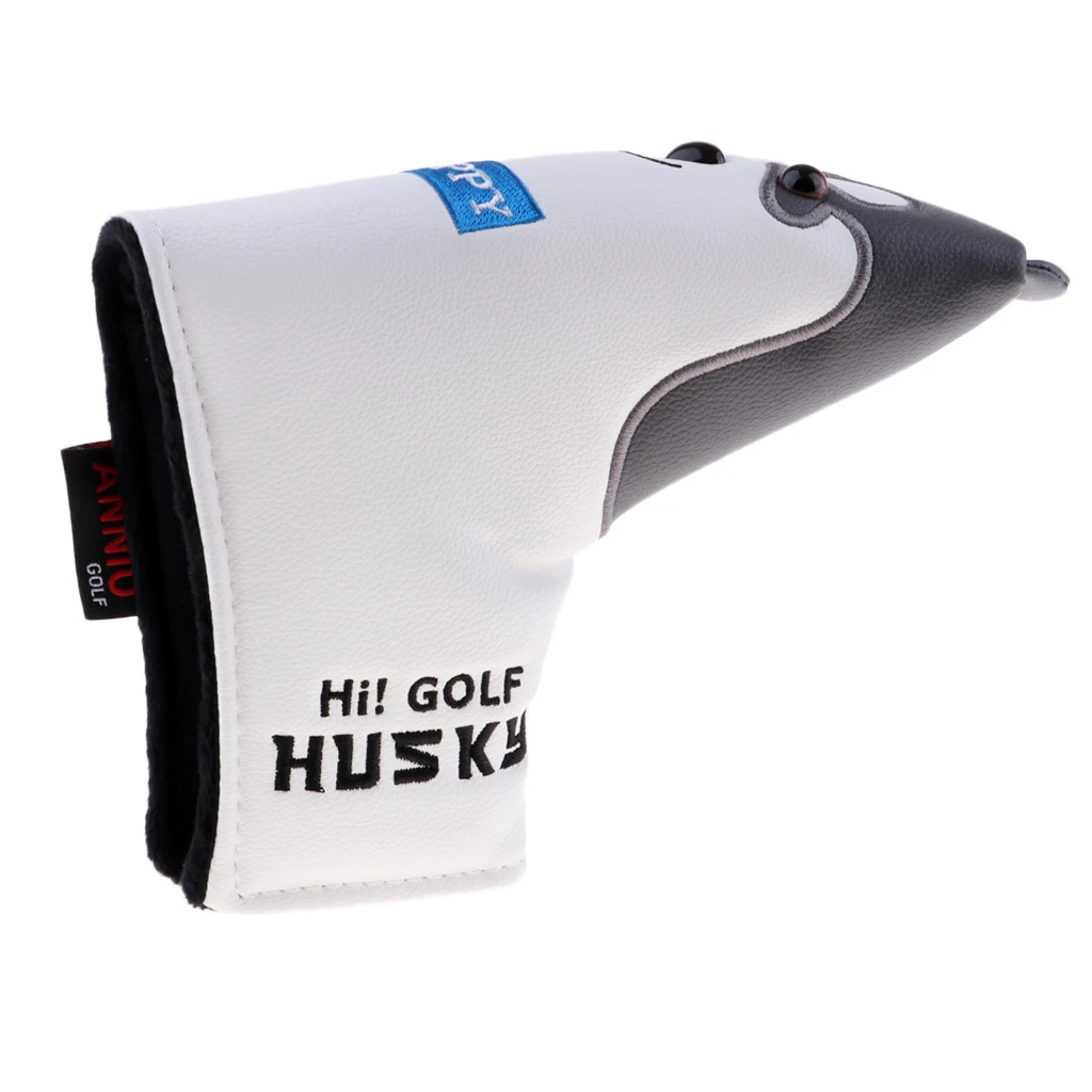 

Golf Mallet Putter Head Cover Dog Pattern Magnetic Protector Closure L Shape