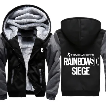 

High-quality Winter Rainbow Six Siege Hoodie Men's Winter Casual Super Warm Thicken Fleece Zip Up Sweatshirt Coat plus size 5XL