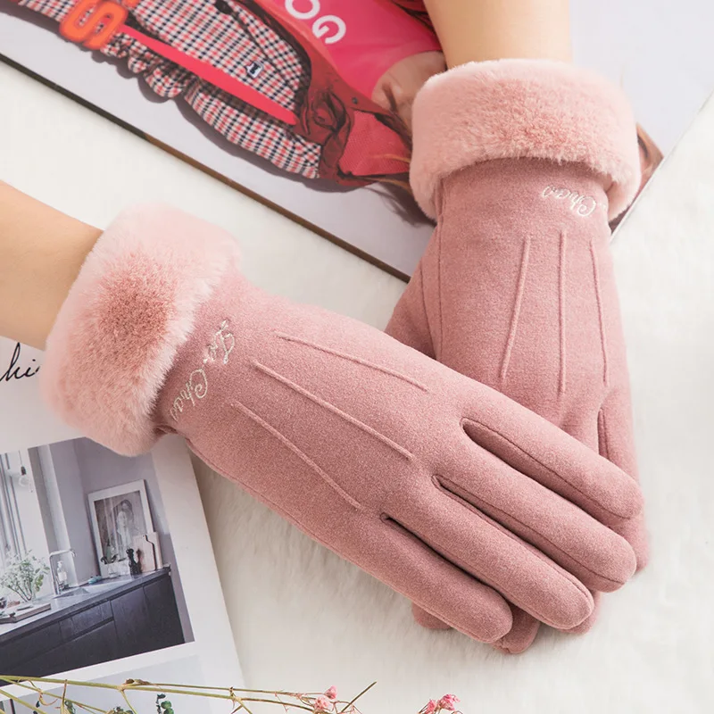 Elifashion новинка женские теплые перчатки сенсорный экран варежки толстые плюшевые