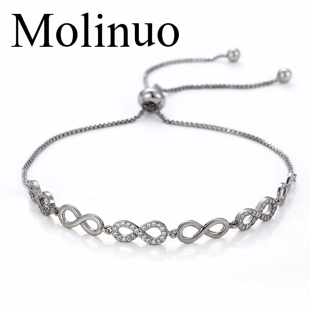 Molinuo микро инкрустированный медный циркон браслет Модный затягивающийся браслет дамский браслет 8 слово браслет цепочка женские аксессуары