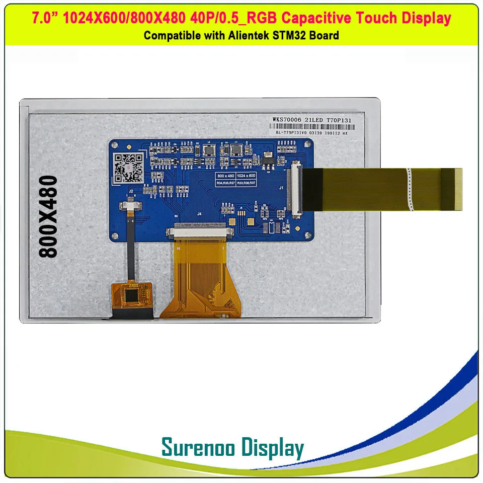 " дюймовый 1024*600/800*480 40P_RGB TFT большой емкостный сенсорный ЖК-модуль панель экрана совместима с Alientek STM32 плата