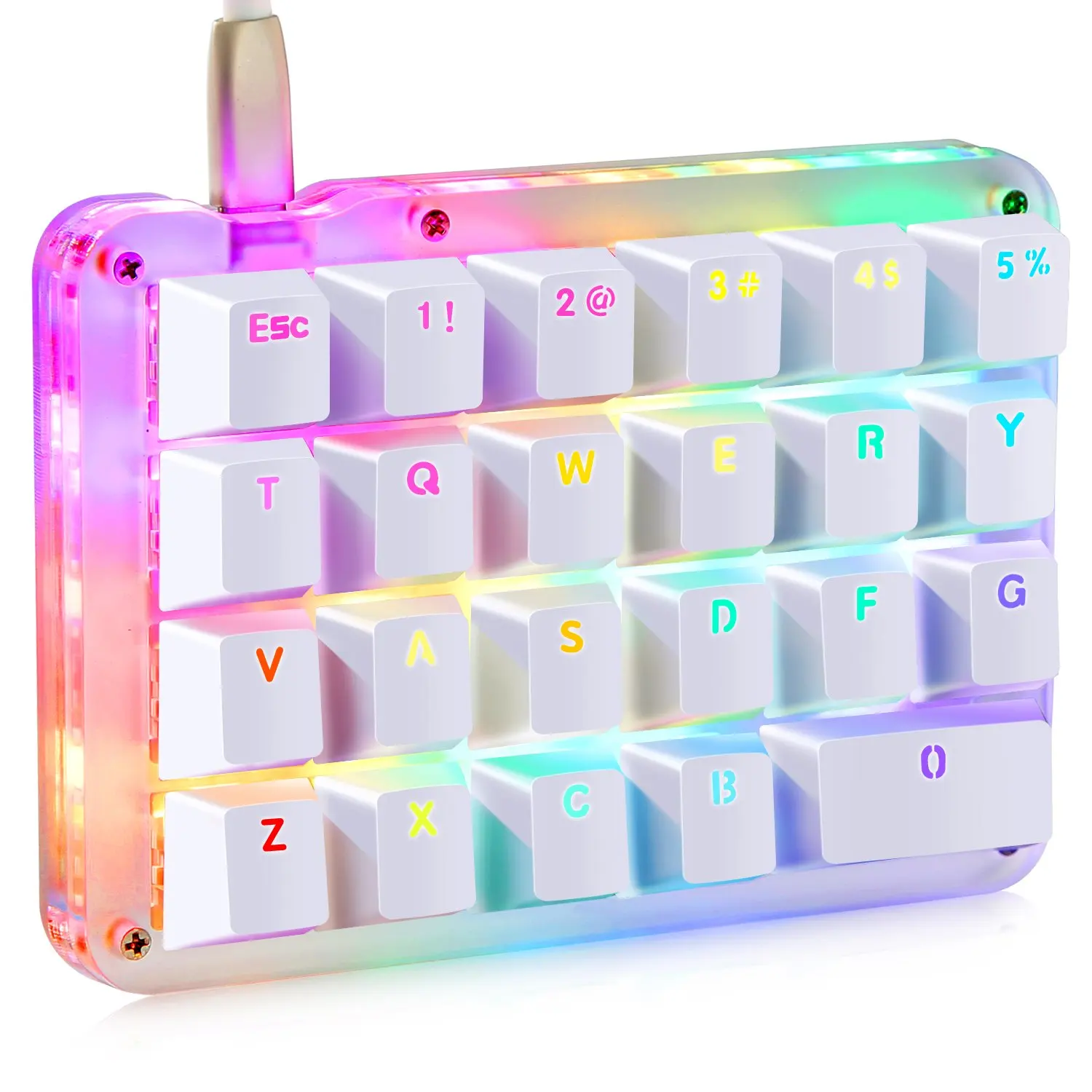

23 Fully Programmable Keys Mechanical Keyboard RGB LED Backlit Portable Mini One-Handed Mechanical Gaming Keypad Blue Switches
