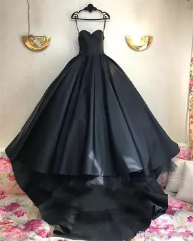 

Gothic Black Ball Gown Wedding Dresses 2021 Plus Size Sweetheart Satin Arabic Dubai Country Bridal Gowns Vestido De Novia