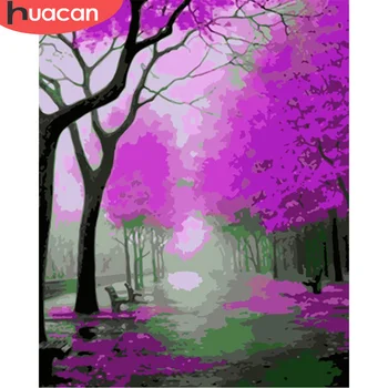 

HUACAN DIY Pictures By Number Kits Home Decor Painting By Numbers Tree Scenery Drawing On Canvas HandPainted Art Gift