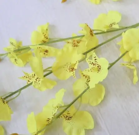 10pieces Танцующая леди Орхидея, цветы из шелка искусственный цветок oncidium гостиной и спальни украшения ткани и кружева желтая голова - Цвет: 10pieces