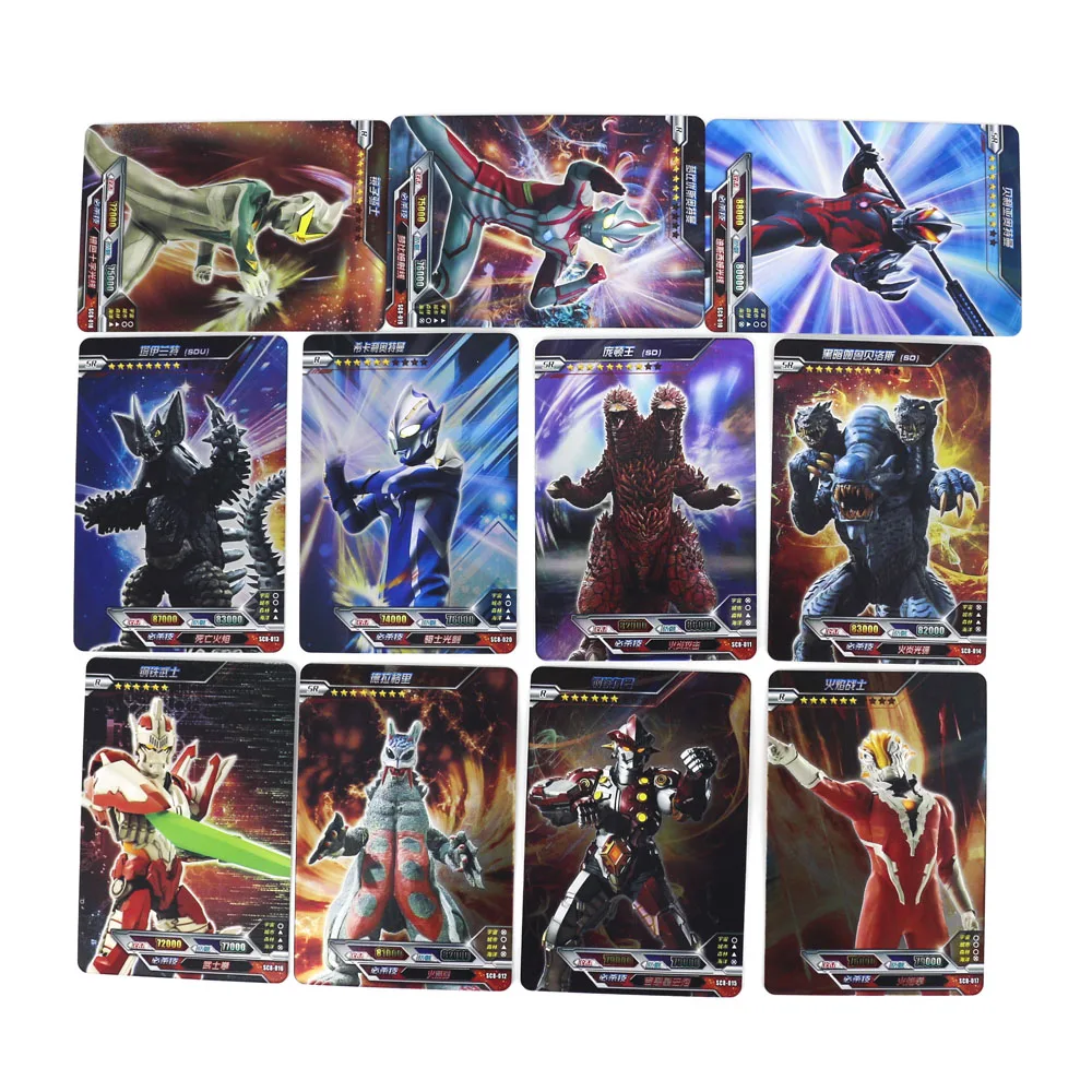 Jeu de société de carte brillante Ultraman chaude 23 cartes Flash Collection 6 jouets de carte 3D réels pour les enfants