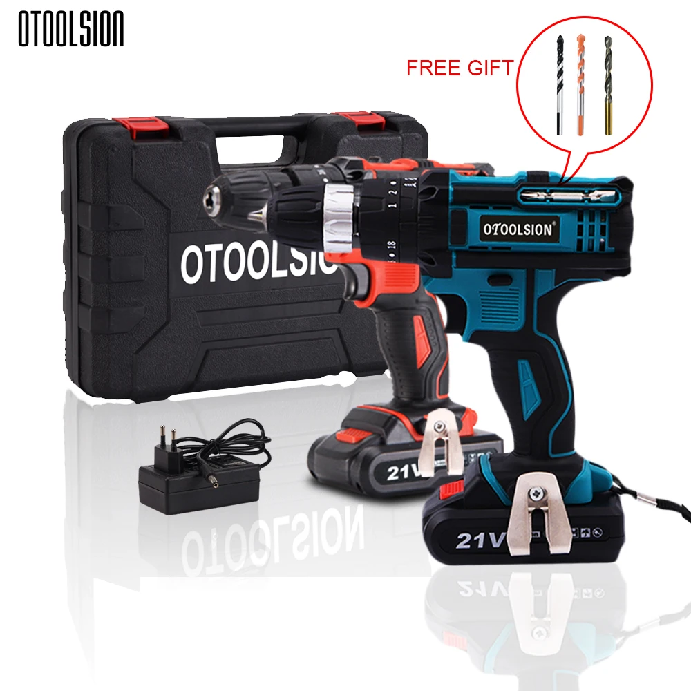 New 21V Impact Electric Screwdriver Drill Screwdriver Cordless Tools Hammer Power Tools Hammer Drill Electric With Tool Box