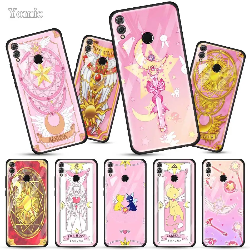 

Sakura Card Captor Sailor Moon Case for Huawei Honor 9X 8X 20 10 Lite Y9 Y7 Y6 P Smart Pro 2019 Nova 5T Tempered Glass Soft Edge