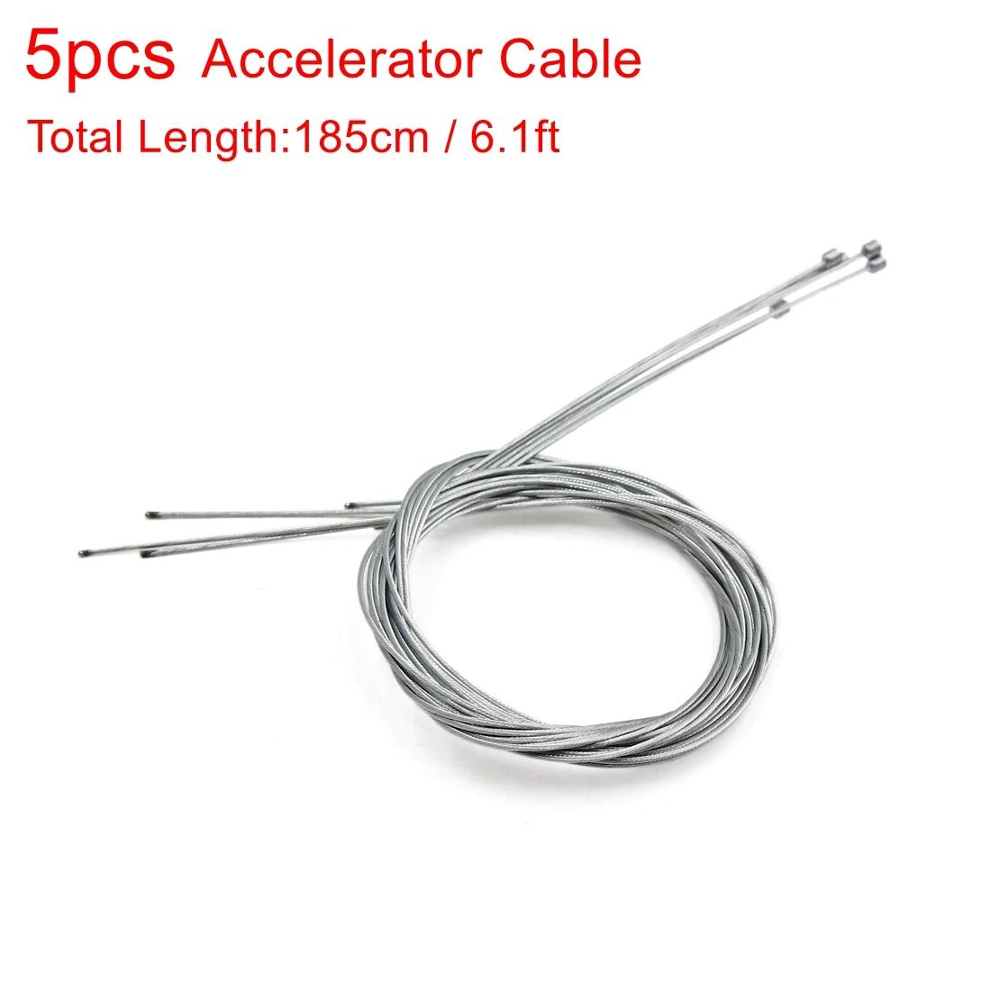 5pcs Accelerator Uxcell, универсальный, 2 шт., 1,8 м, длина, металлическая линия сцепления, кабель, провод тормоза, ускоритель, кабель, провод для мотоцикла, скутера - Цвет: 5pcs Accelerator