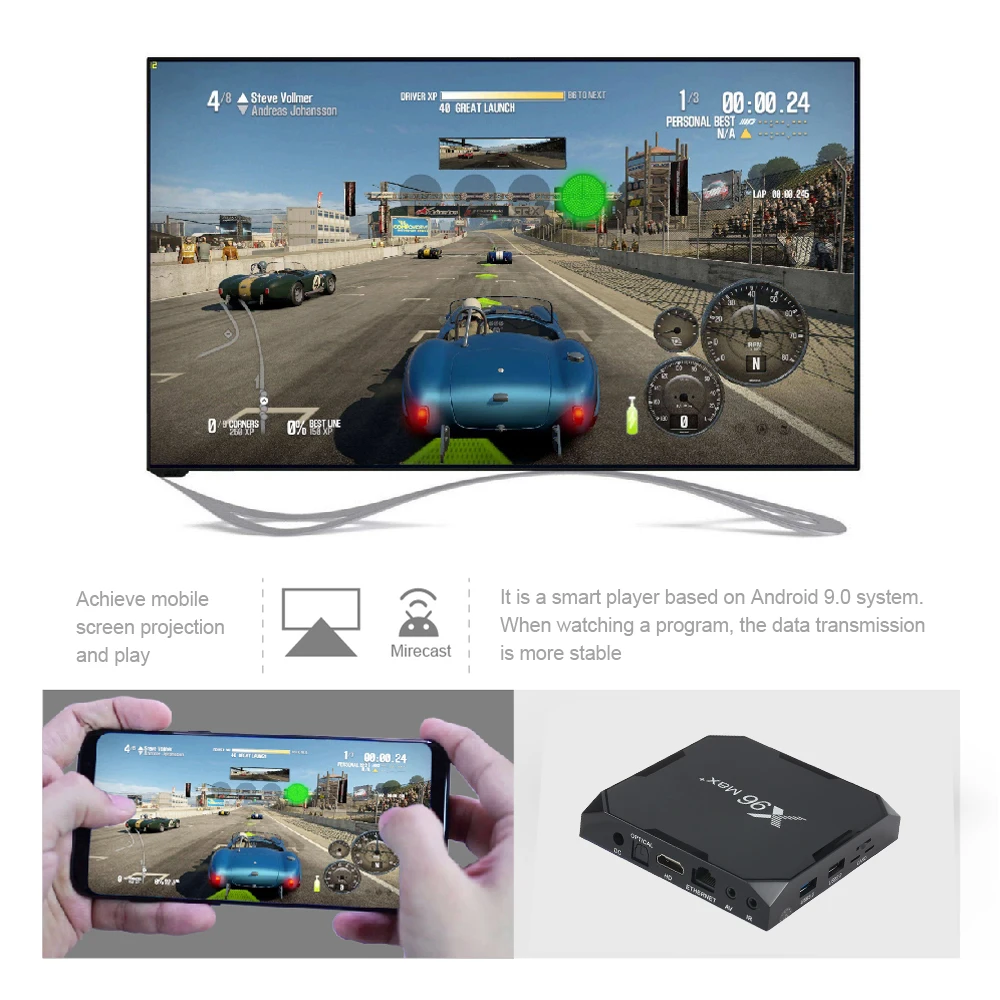 X96 Max Plus ТВ приставка S905X3 четырехъядерный процессор Cortex-A55 Android 9,0 ТВ приставка поддержка BT 8K 4K медиаплеер 2,4G/5G WiFi