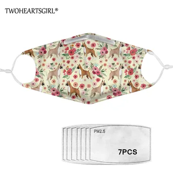

TWOHEARTSGIRL Boxer Dog Printed Mouth Mask Anti-dust Washable Face Mask with 7pcs Filter Reusable Mouth-muffles for Men Women