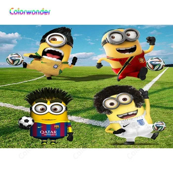 

Minions Football Player Photography Backdrop Grass Baby Shower Children Birthday Party Photo Background Vinyl Photo Booth Props