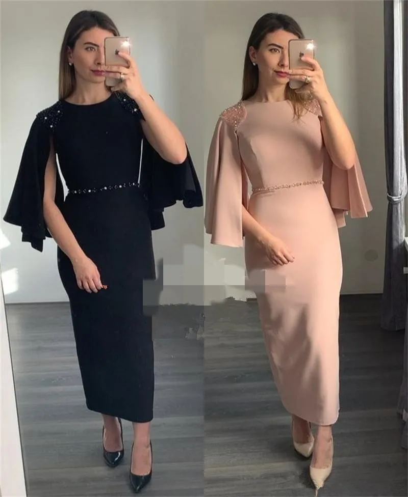 

Tea Length Cheap Mother of the Bride Dresses 2019 farsali Sheath Sequined Beaded Plus Mother's Formal Evening Gowns for Women