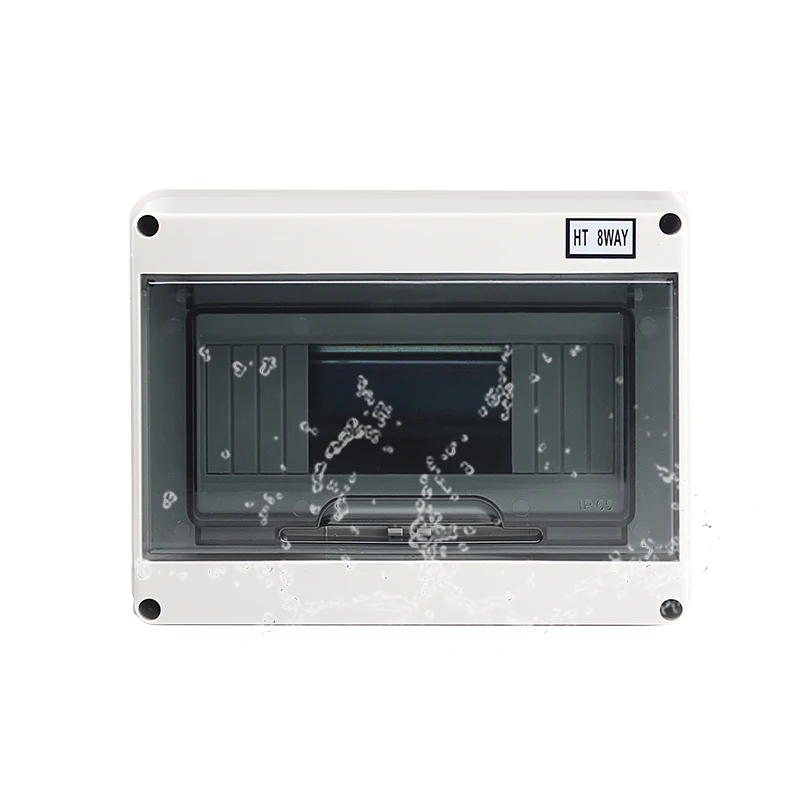 

HT Series 8 Way IP65 Waterproof and Dustproof Distribution Box MCB BOX ABS PC Material for Circuit Breakers Indoor on the Wall
