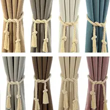 Пряжки для занавесок, веревка для галстука, ручная работа, тканая хлопковая льняная веревка, зажимы для занавесок, бежевые подхваты, держатель для занавесок, кольца для занавесок, домашний декор