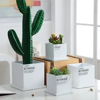 

Nordic Flower Pot Square Planter Container Storage Pots Green Plant Ceramic Flower Pot Desk Office Ornament Garden Decoration