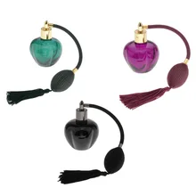 

100ml Empty Glass Perfume Bottle with Long Bulb Tassel Spray Atomizer Empty Glass Bottle Empty Perfume Bottle Purple Green Black