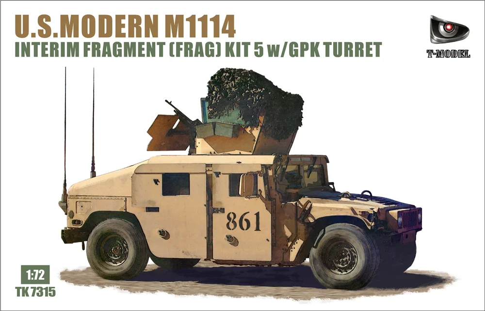 

T-MODEL TK7315 1/72 U.S. Modern M1114 Interim Fragment (Frag) Kit 5 w/GPK Turret