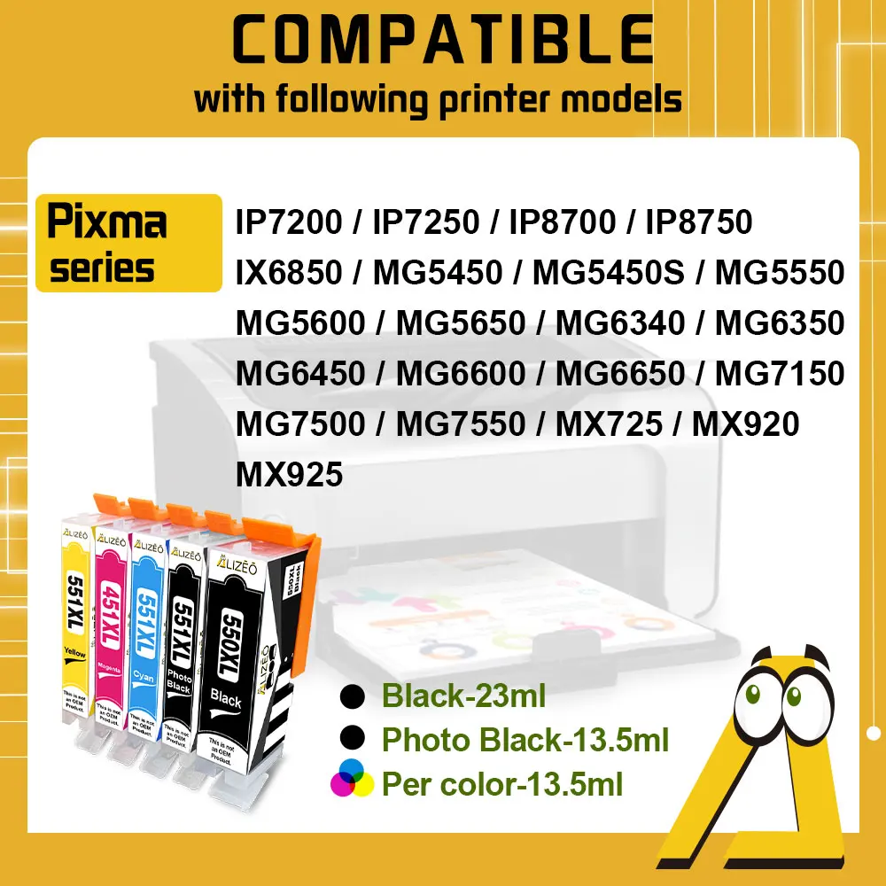 2 Canon PGI-550XL PGBK Compatible Ink for MG7550 MG5550 MG5650 MG6650 MX725