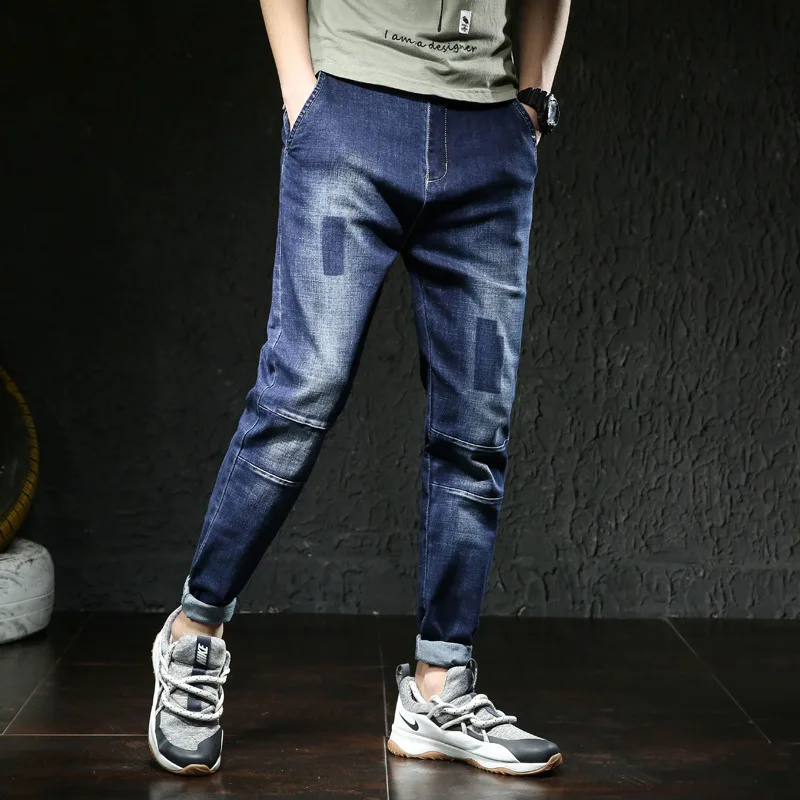Модные свободные Брендовые мужские джинсы больших размеров, однотонные джинсовые штаны с дырками, свободная длина по щиколотку, джинсы Hombre
