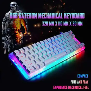 

K66 Glazed Colorful Mechanical Keyboard Gateron Switch Crystalline Based Keyboard 66keys 16.8 Million RGB 40Gbps Type -C
