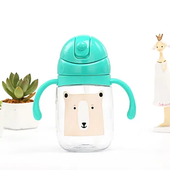 

Newborn Baby Feeding Kids 260ML Drinking Bottles Infant Children Learning Sippy Cups With Double Handles Straws