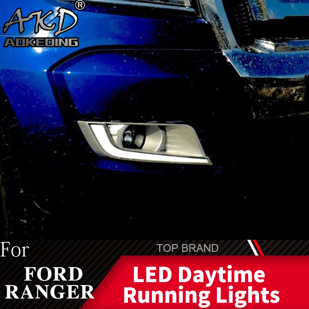 

2PCS LED Daytime Running Light For Ford Ranger 2015 2016 2017 2018 Yellow Turn Signal Function 12V Car DRL Fog Lamp Decoration