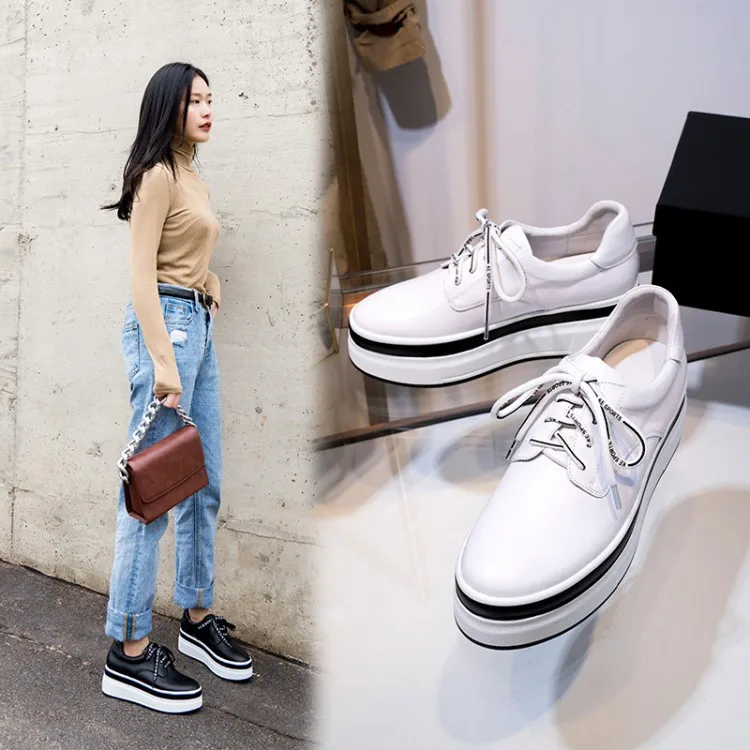 

Item Number 201915-14 [High-End Entirely Handmade Star-level-] Genuine Leather Thick Bottomed Lace-up Casual Shoes