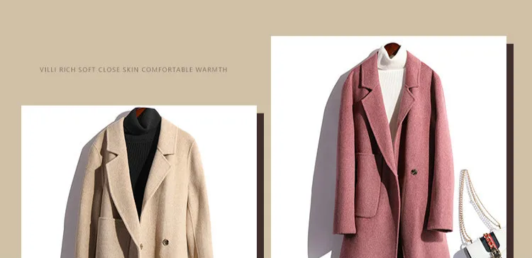 elegantes, de caxemira longa, caxemira coreana, hiver lã 2019, outono 100%