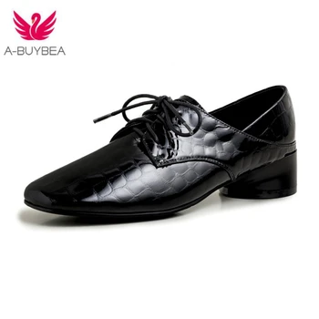 

2020 Spring New Retro Small Leather Genuine Leather Square Toe Women Pumps lace-up Rome style Office and Career women shoes