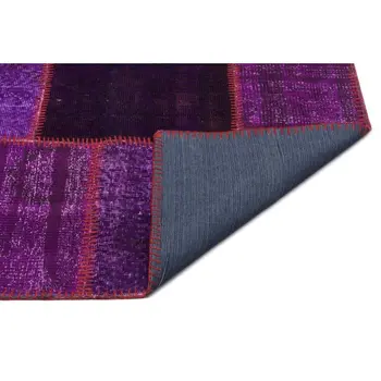 

Handmade Purple Vintage Overdyed Patchwork Area Rug 160x230 Cm-5'3''X7'7''