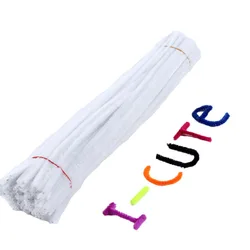 Colorful Chenille Stems for Kids' DIY Crafts and Educational Art Projects (50-Pack) (White)
