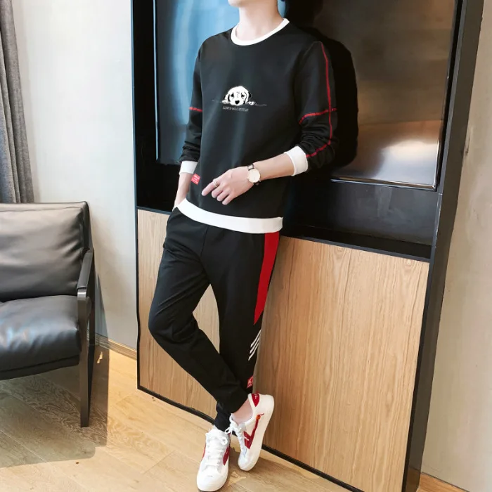 

MEN'S Long-sleeved T-shirt HEATTECH Crew Neck Korean-style Students Hoodie Handsome Pullover Base Shirt Spring Trend Set