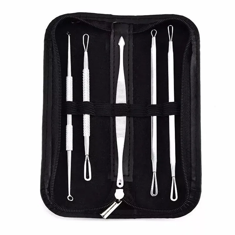

5pcs/set Blackhead Comedone Acne Pimple Blackhead Blemish Remover Tool Spoon For Face Skin Care Tool Needles Facial Pore Cleaner