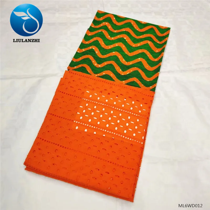 

LIULANZHI African Lace Tissu New Design Wax African 3 yards + 2 yards Cotton Dry Lace French African Fabric Set ML6WD