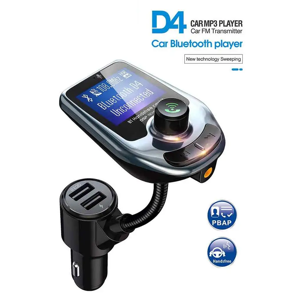 

FM Transmitter Audio Modulator Bluetooth Handsfree Car Kit 1.8-inch LCD Display Wireless Mp3 Player Qc3.0 Dual USB Car Charger