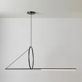 

Nordic postmodern restaurant dining room showroom chandelier simple creative personality fish line bar geometric LED hanglamp