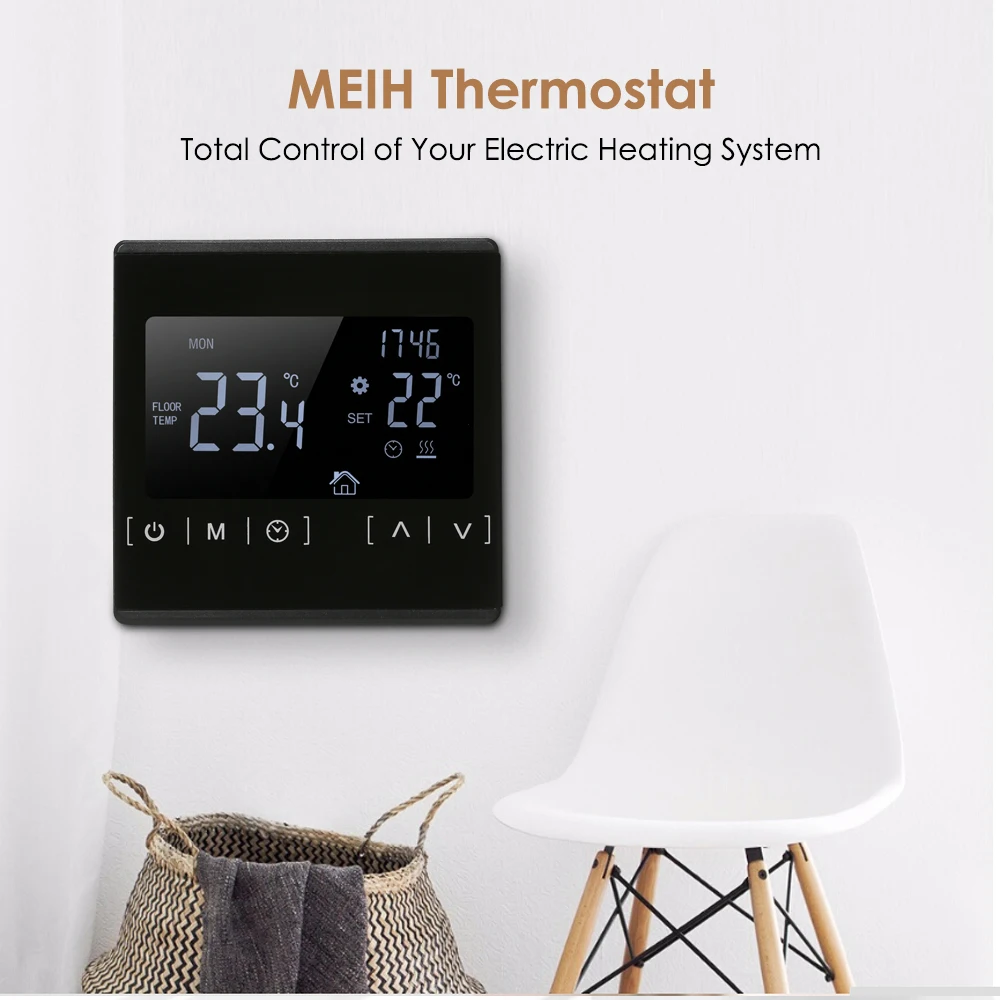 

AC85-240V Temperature Controller With LCD Touch Screen Thermostat Control Electric Floor Heating System Heating Thermoregulator