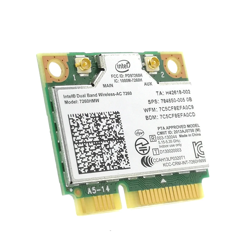 Asunflower Intel 7260AC/7260HMW 867M Двухдиапазонная 5G беспроводная сетевая карта 4,0 Bluetooth MINI PCIE