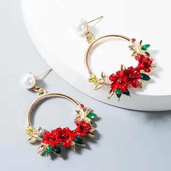 

5pairs/lot South Korean version of the same famous flower earrings female sweet soft pottery Pearl earrings trend earrings